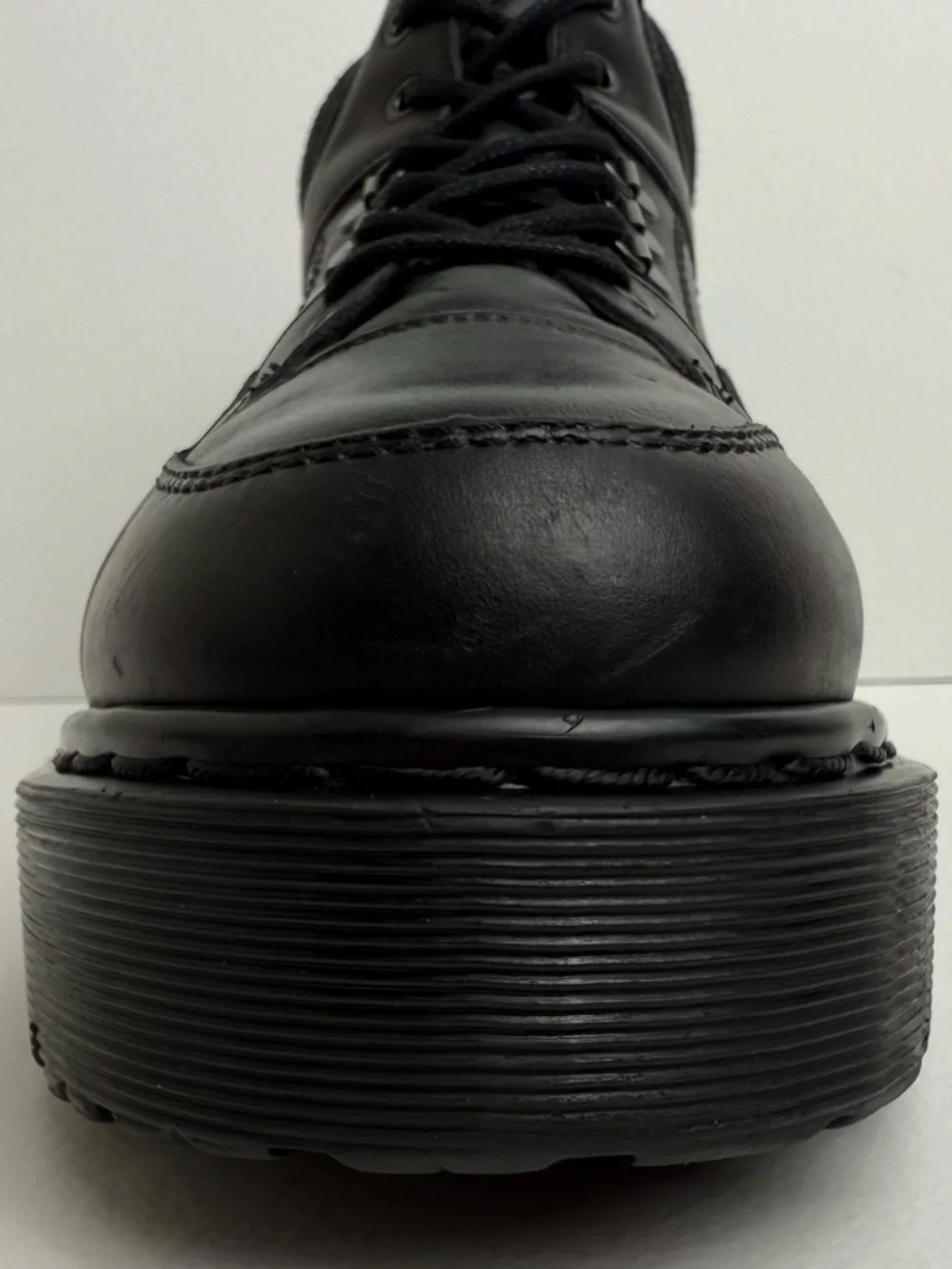 Made in England Vintage Dr. Martens Black Leather Envy Quad Platform Boots UK 7